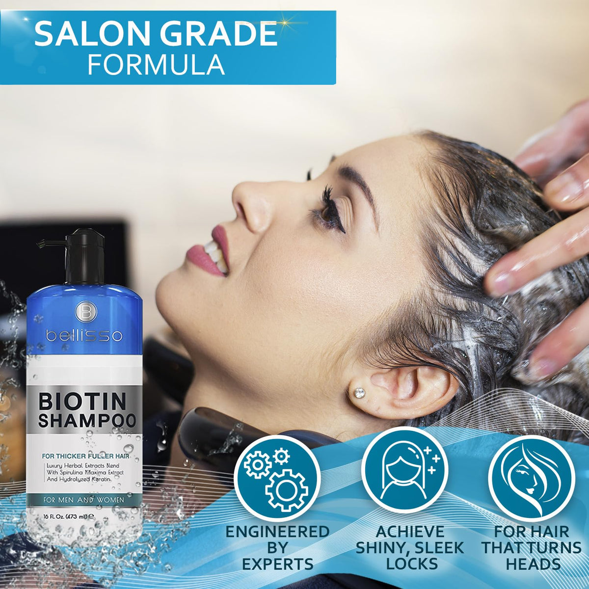 BELLISSO biotin ingredient visual highlighting thickening benefit