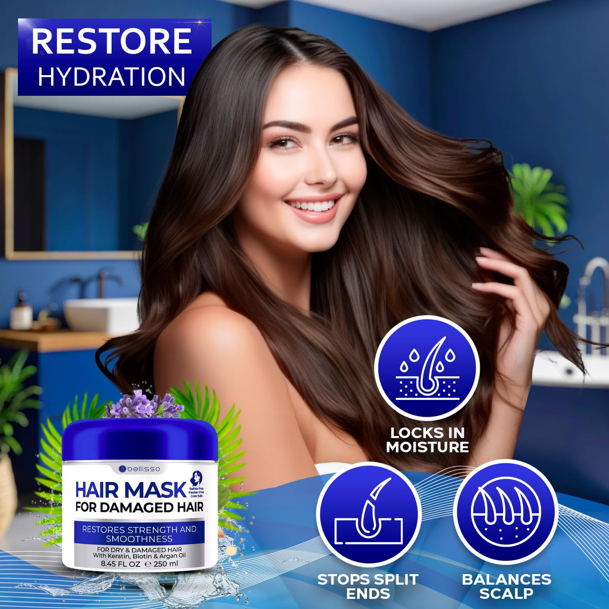 BELLISSO label closeup showing key ingredients for strengthening