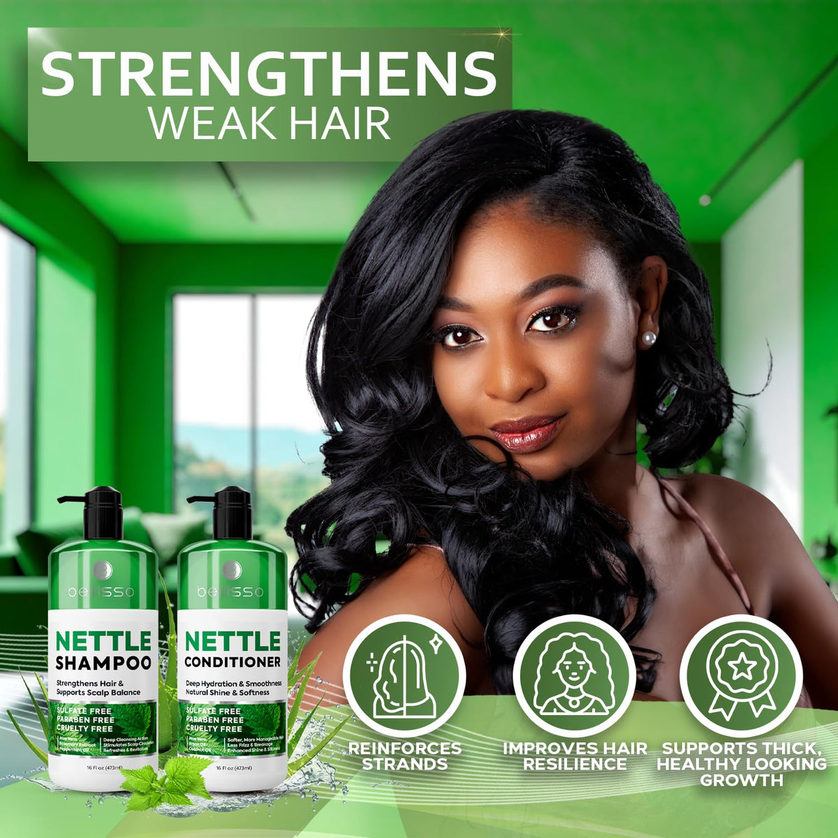 BELLISSO set staged in bathroom lifestyle scene showing routine-friendly benefit