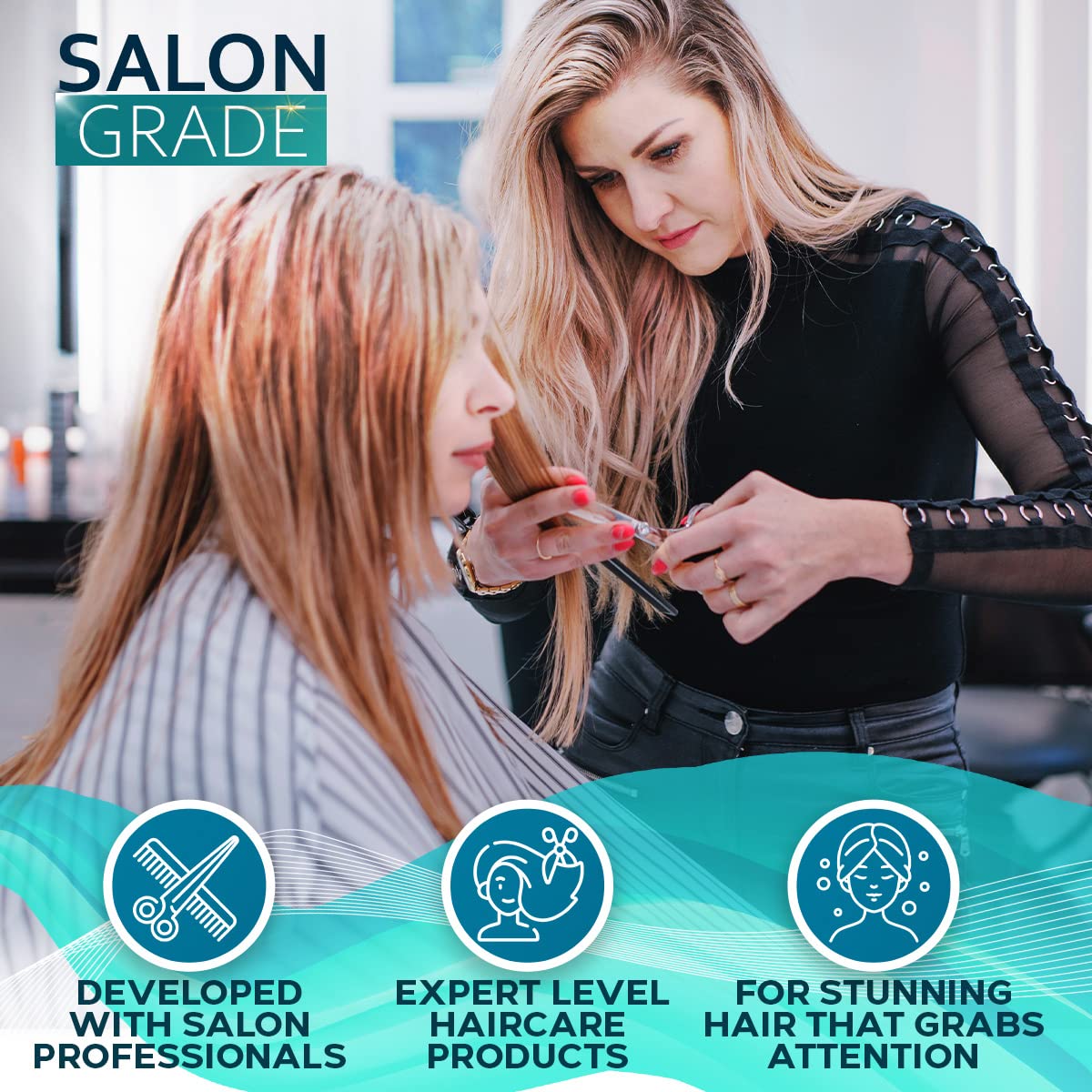 BELLISSO on bathroom vanity with styling tools suggesting everyday use