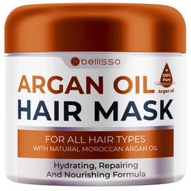 BELLISSO jar front view showing label and rich moisturizing mask benefits
