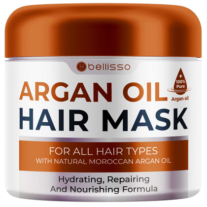 BELLISSO jar front view showing label and rich moisturizing mask benefits
