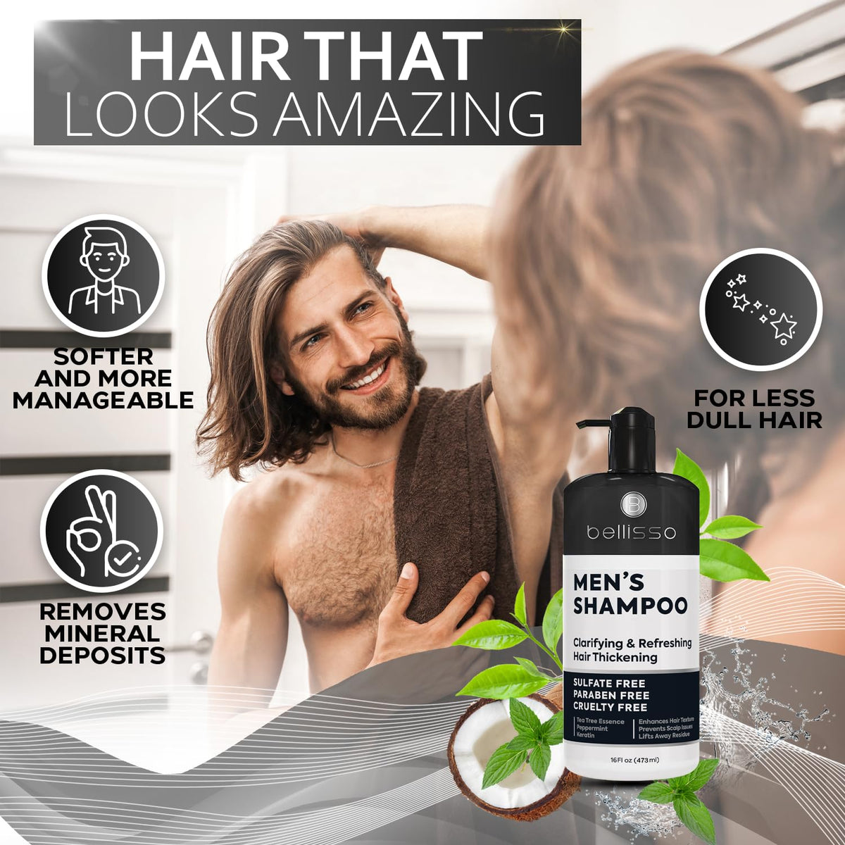 BELLISSO bottle held in hand to show size, travel-friendly and gym-ready benefit
