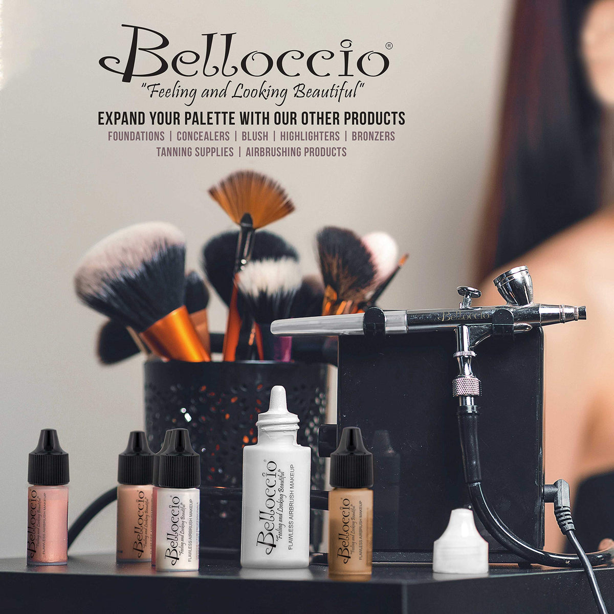 Belloccio packaging and label detail highlighting shade Blanc Light and ingredients