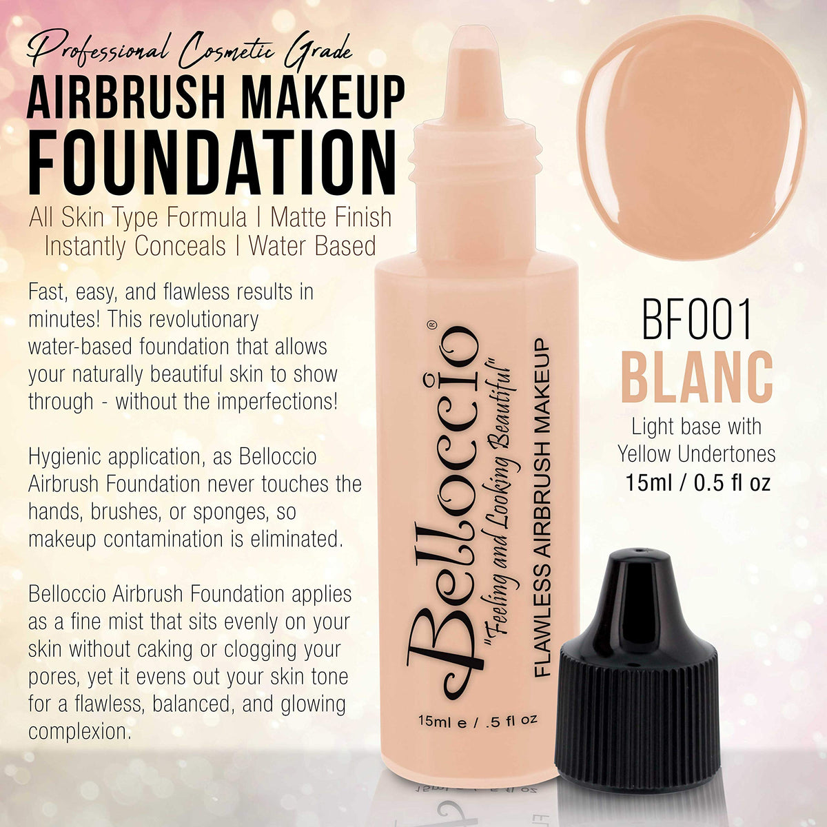 Belloccio poured foundation texture close-up showcasing smooth water-based finish