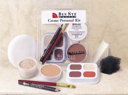 Ben Nye personal kit front view showing olive cream pot and clear label for accurate shade matching