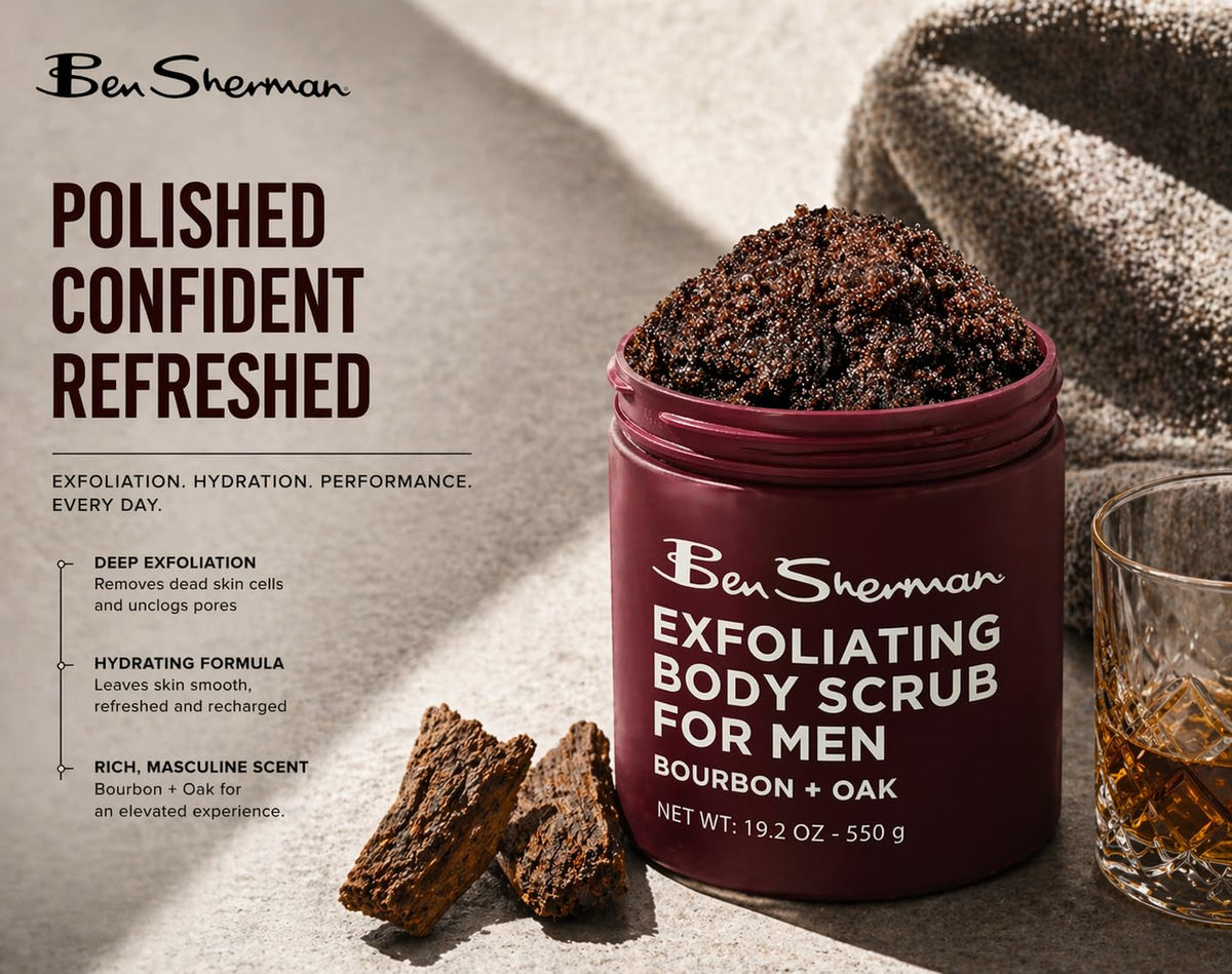 Ben Sherman application on forearm demonstrating gentle exfoliation and smooth finish