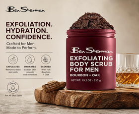 Ben Sherman jar in hand for size comparison, emphasizes travel-friendly capacity