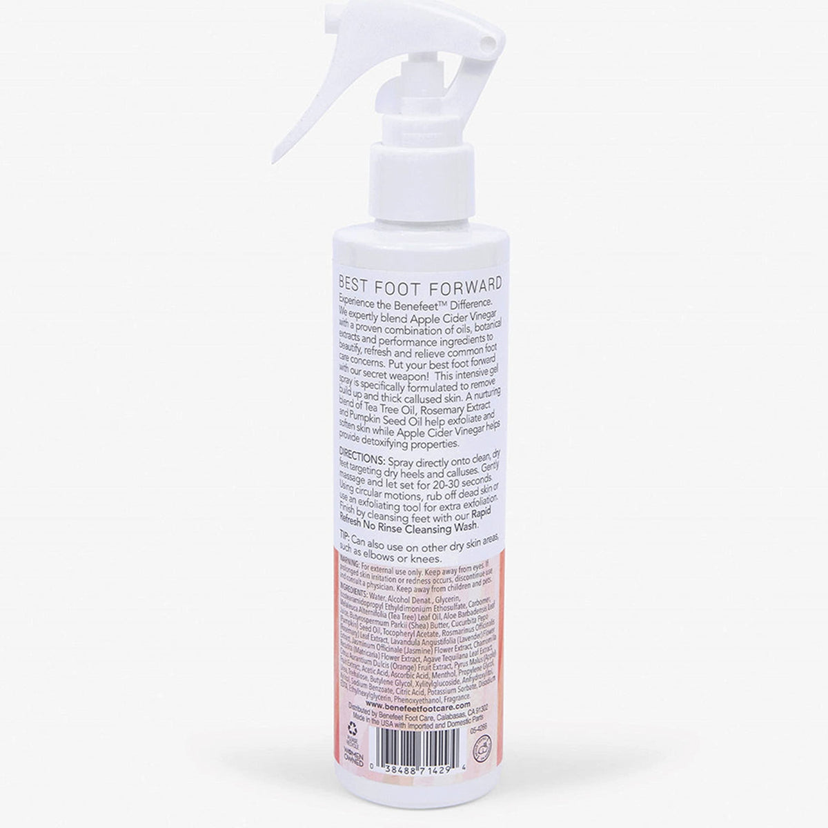 Benefeet bottle on bathroom counter at night showing evening foot care routine benefit