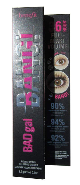 Benefit Bad Gal Bang wand close-up coating lashes for dramatic, buildable volume