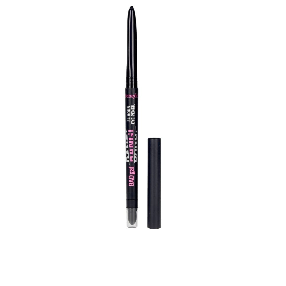 Benefit BADgal BANG! front view showing pitch black pencil and cap for bold definition