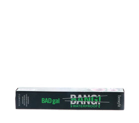 Benefit BADgal BANG! next to a ruler showing 0.3 ounce size for travel-friendly longwear