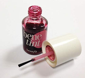 Benefit Benetint swatched on skin texture highlighting blendable, buildable sheer color