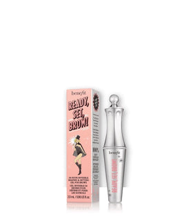 Benefit brow setter applied on brows close-up demonstrating clear hold and groomed shape