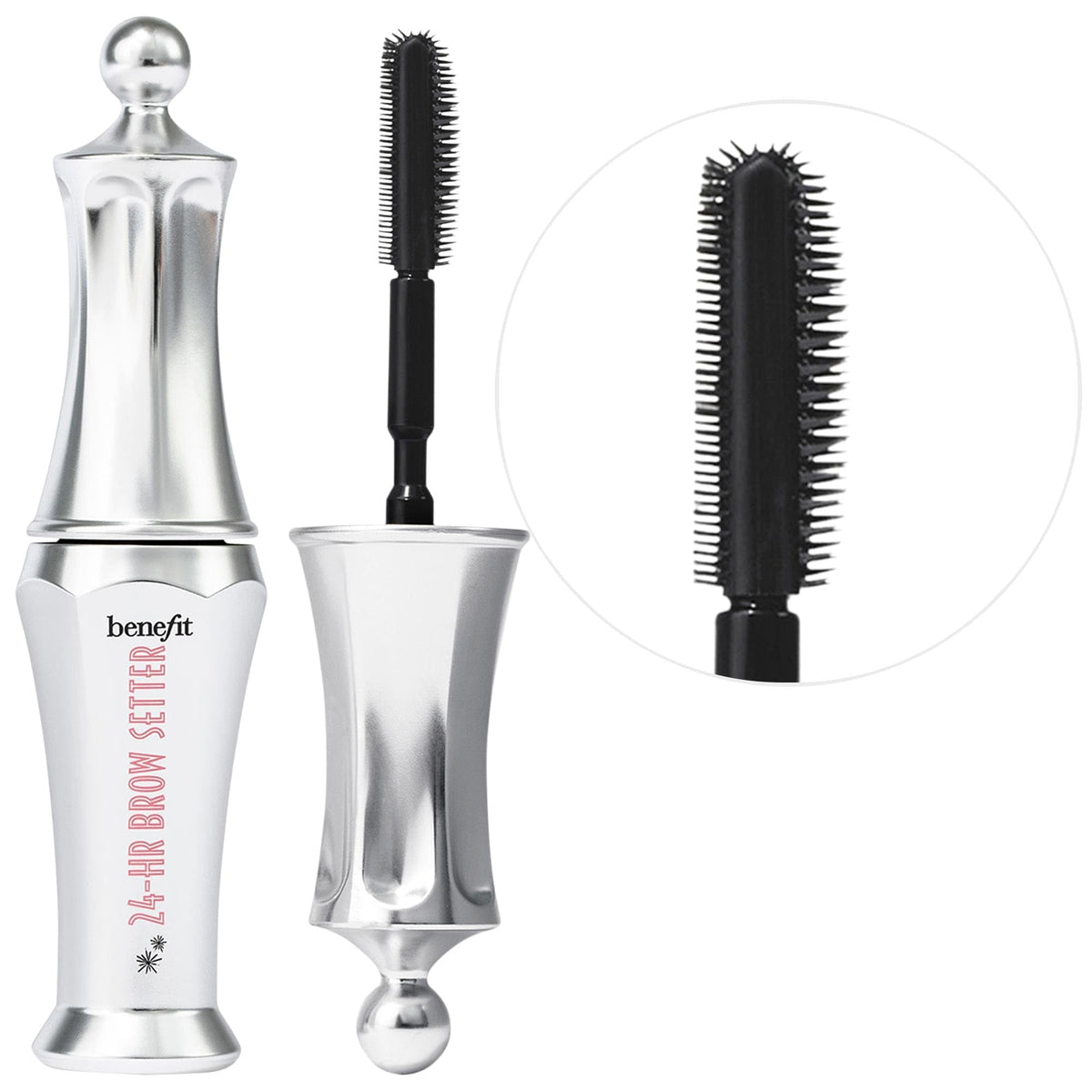 Benefit Brow Setter front view showing clear gel and recyclable gift box for easy travel