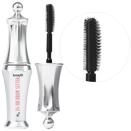 Benefit Brow Setter front view showing clear gel and recyclable gift box for easy travel