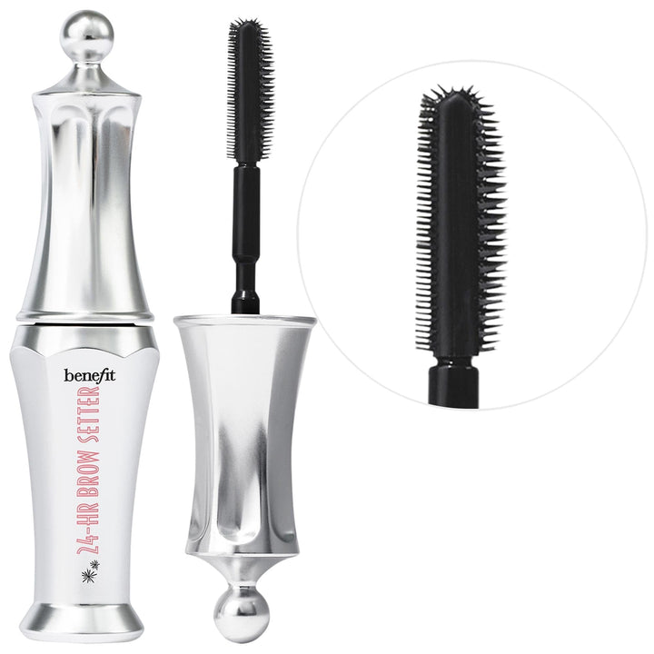 Benefit Brow Setter front view showing clear gel and recyclable gift box for easy travel