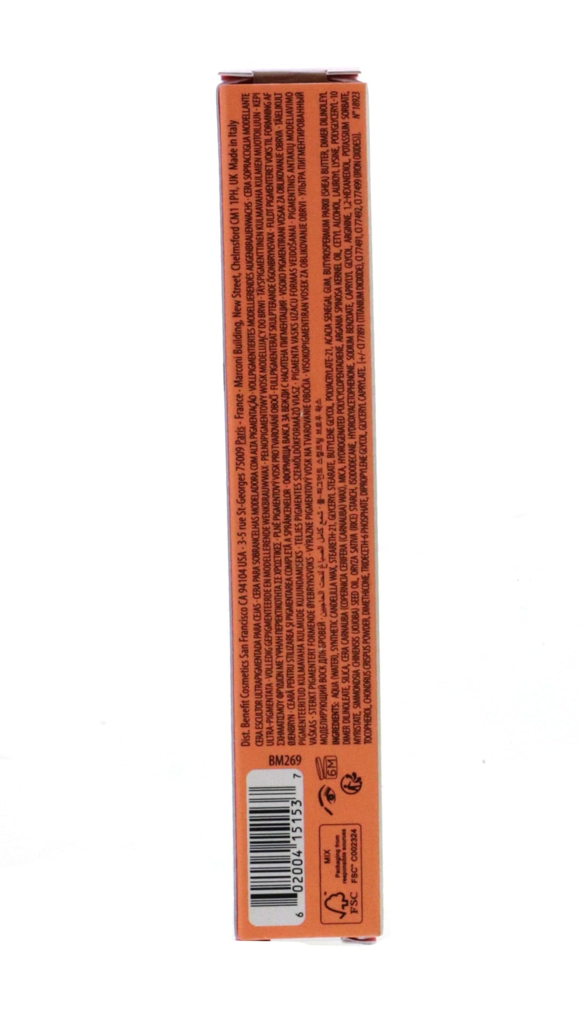 Benefit product in use applying brow wax with mirror for polished brows