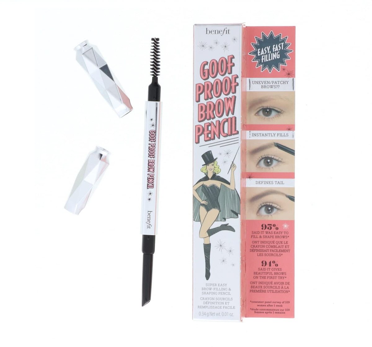 Benefit angled tip close-up highlighting smooth texture for precise hair-like strokes and natural fill