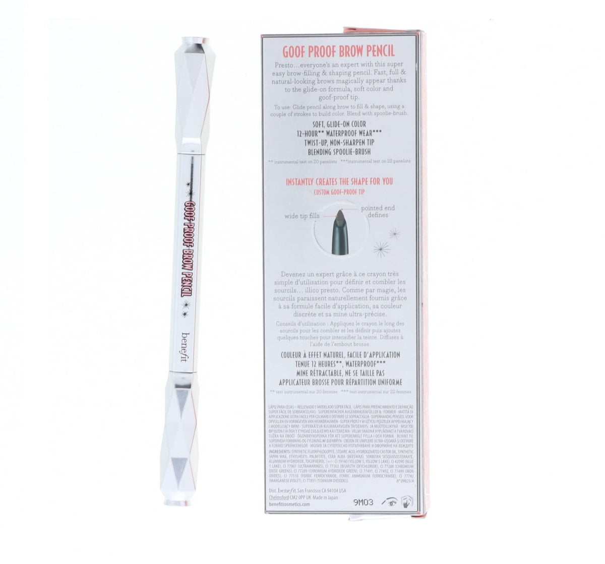 Benefit pencil in use filling brows on model for quick shaping and realistic definition