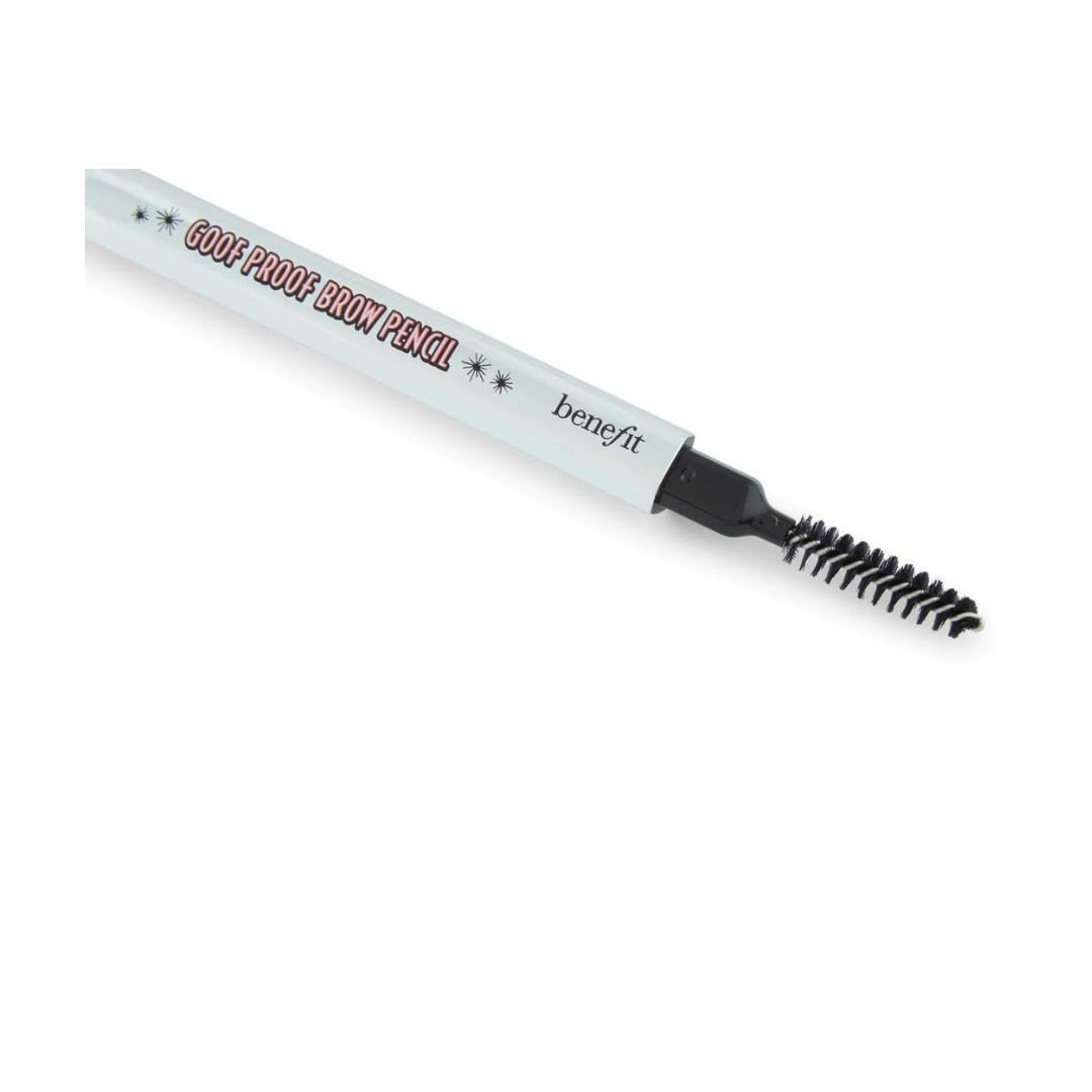 Benefit Goof Proof pencil held in hand to show size and portability benefit