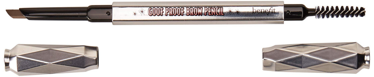 Benefit front view of brow pencil showcasing compact packaging and user-friendly design