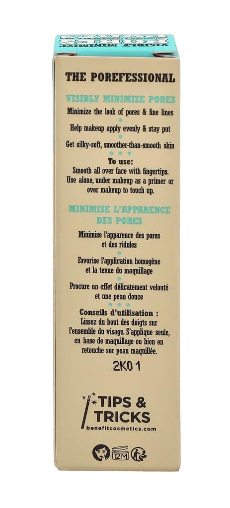 Benefit the POREfessional Pro Balm on vanity with brush and foundation, easy morning makeup prep