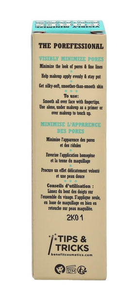 Benefit the POREfessional Pro Balm on vanity with brush and foundation, easy morning makeup prep