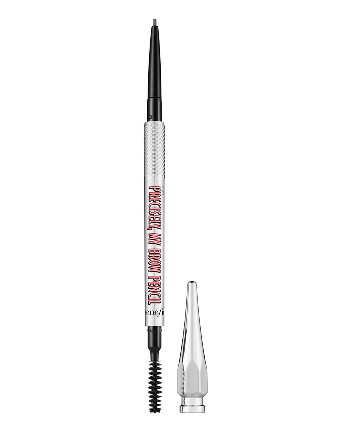 Benefit Precisely My Brow Pencil front view showing cool soft black tip and spoolie for precise shaping