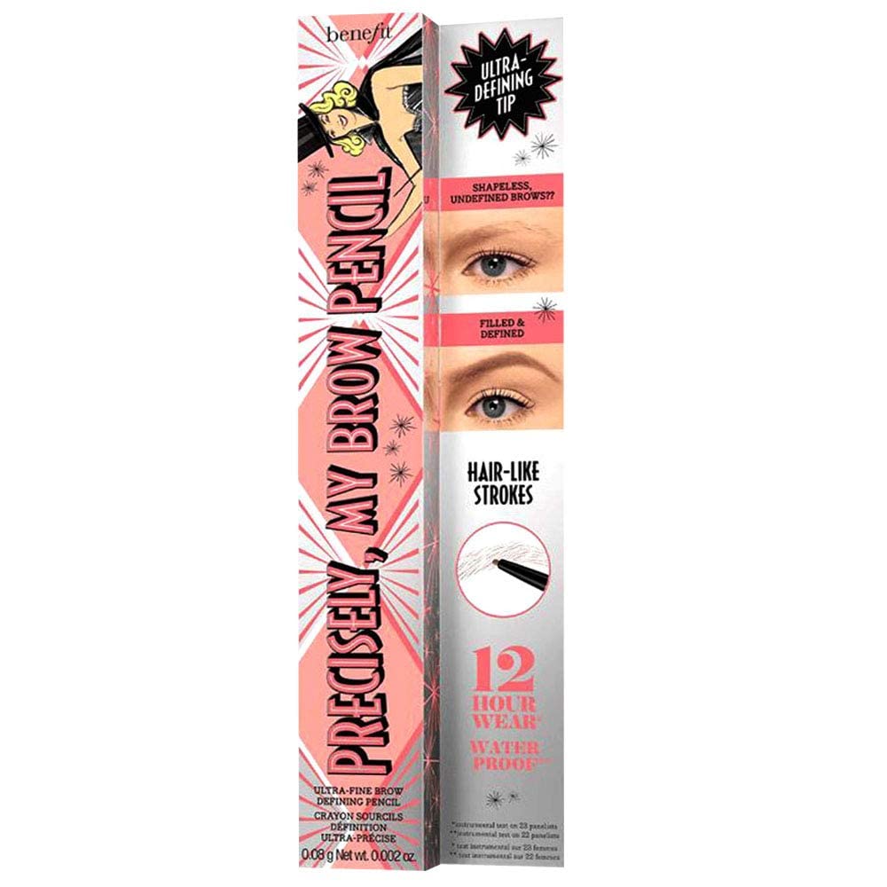 Benefit precisely my brow pencil swatches on skin showing grey tone and water-resistant benefit