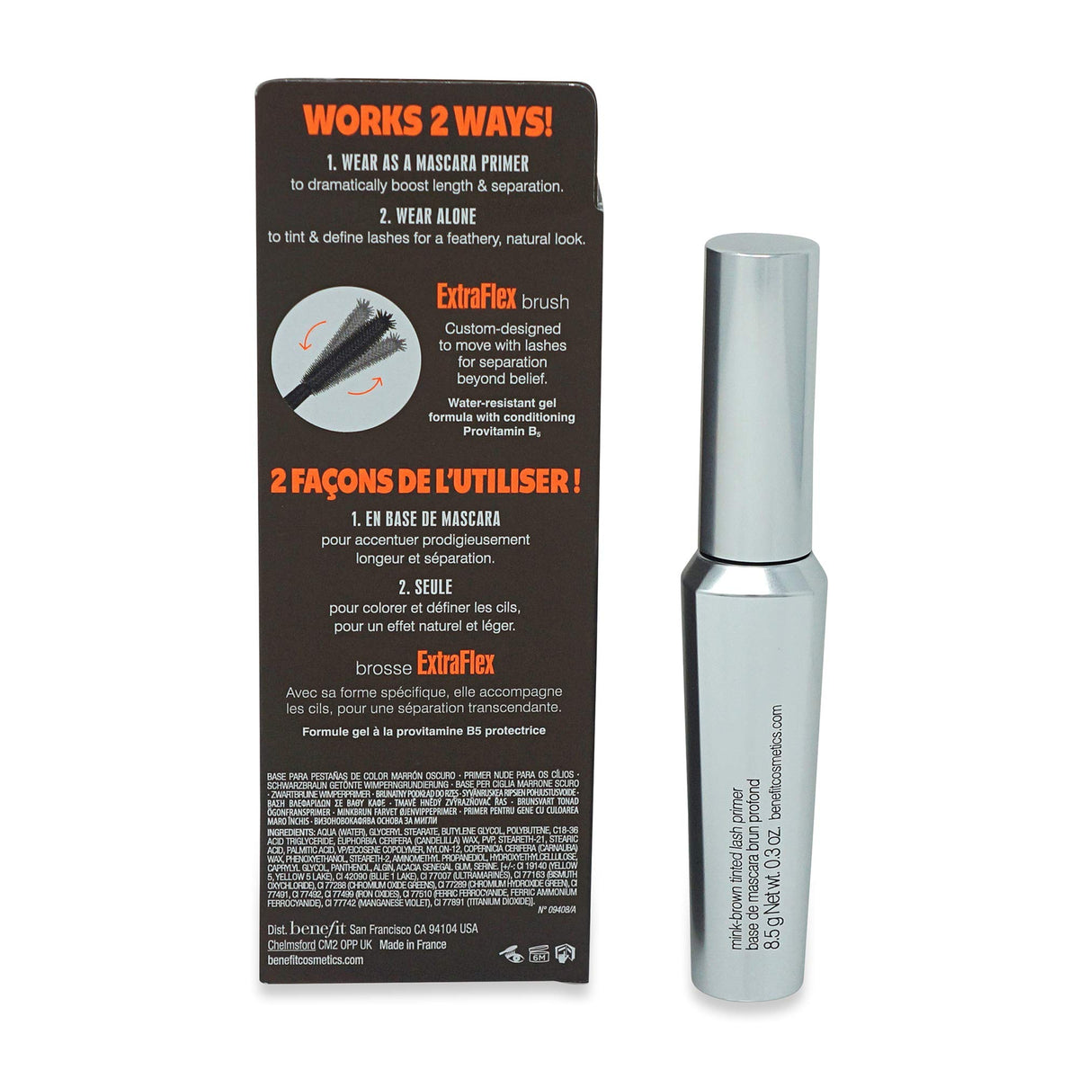 Benefit ExtraFlex brush close-up demonstrating precise lash separation
