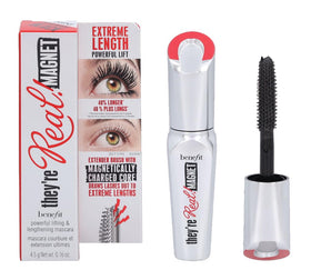 Benefit front packaging of mini magnet mascara showing compact size and bold label, perfect for travel