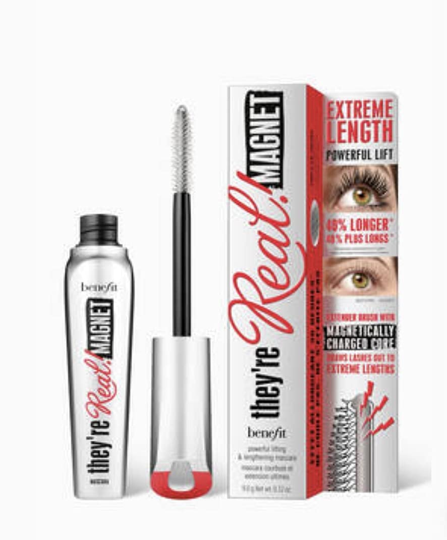 Benefit mascara front packaging showing wand and tube for dramatic length
