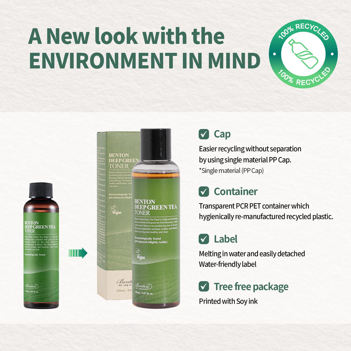 BENTON bottle in hand demonstrating 150ml scale and travel-friendly benefit