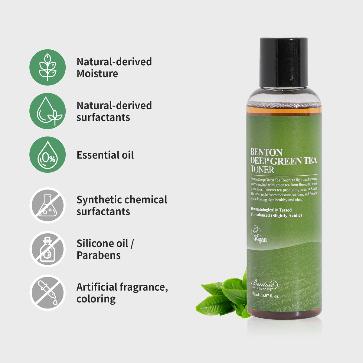 BENTON green tea leaves from Boseong emphasizing natural extract potency benefit