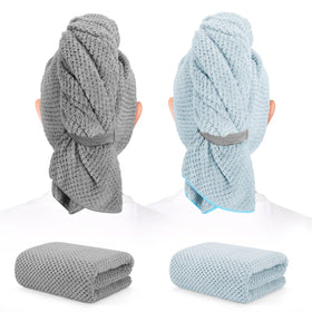 BEoffer front view of two towels showing size and soft appearance, practical storage benefit