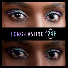 BEPHOLAN eyeliner in use on eye showing iridescent effect and long-lasting waterproof hold