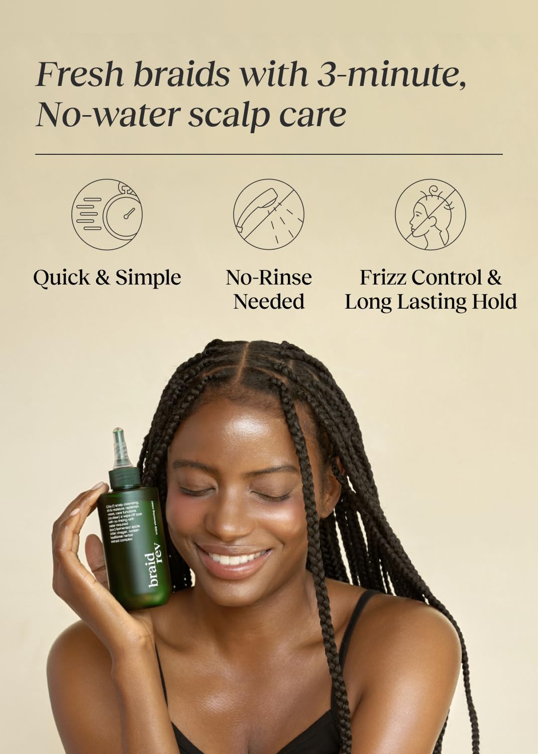 Bephor application on a cotton pad demonstrating quick no-rinse scalp cleansing