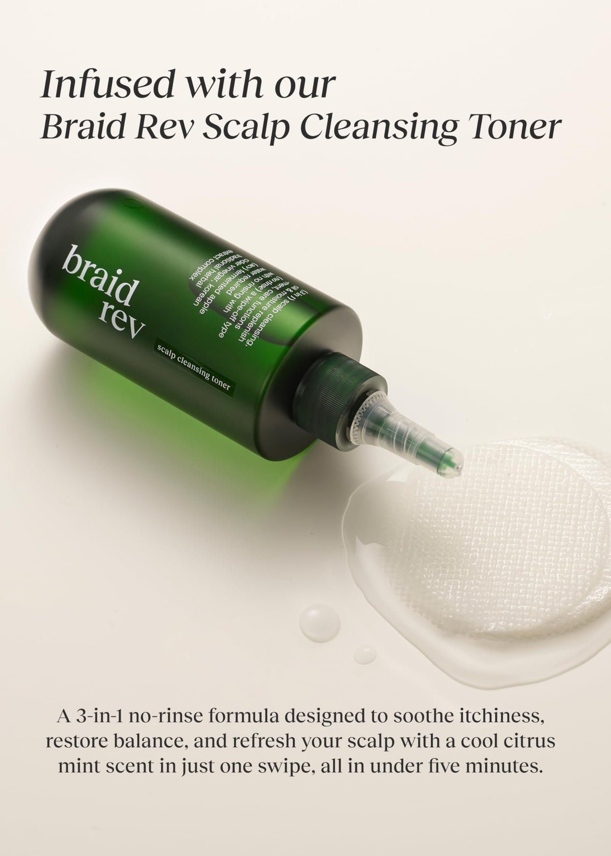 Bephor pad being applied to braided scalp for quick relief