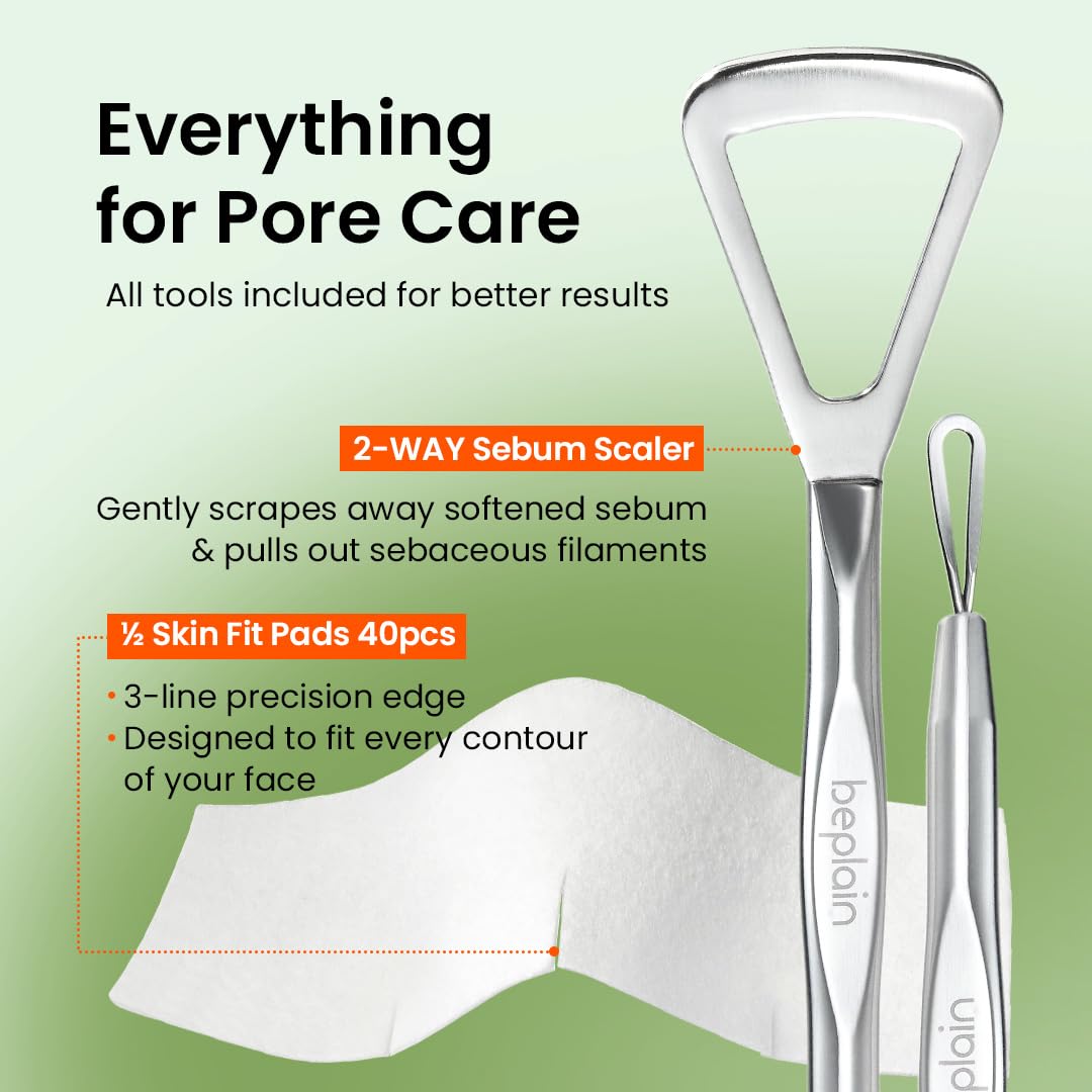 beplain cotton pads with bottle staged to show easy at-home application