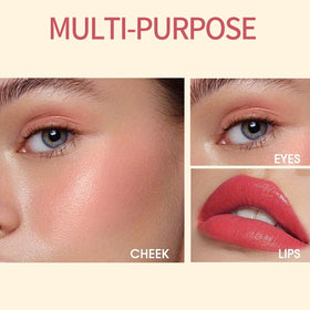 BERALLOYE applying stick on cheek for quick blended natural flush