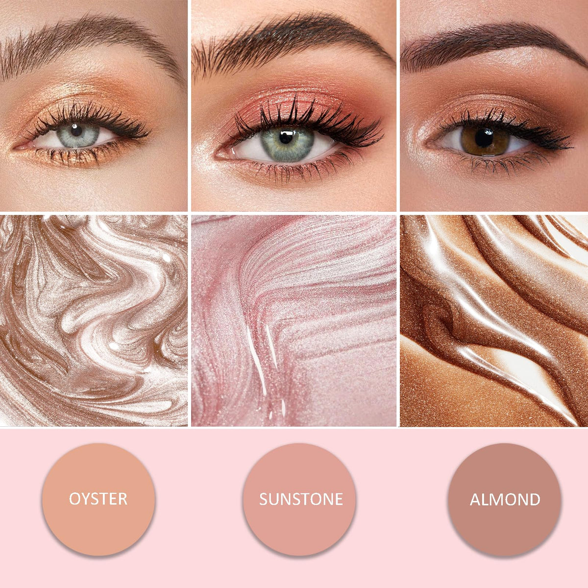 BERALLOYE arm swatches showing neutral shades and buildable pigment benefit