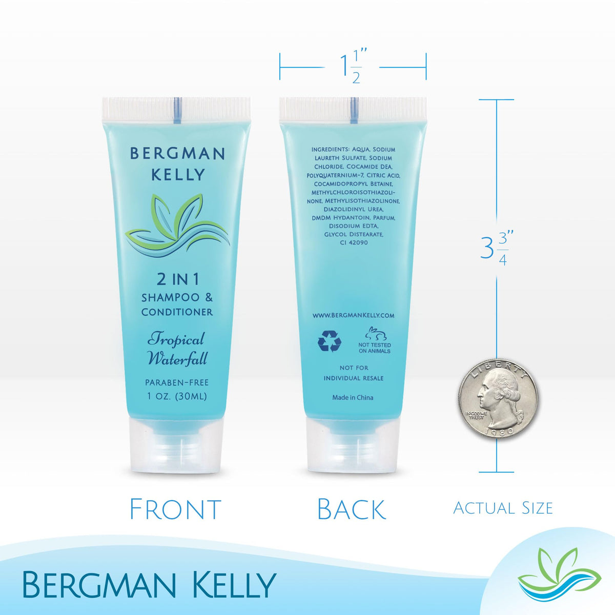 BERGMAN KELLY 2in1 shampoo & conditioner bottle front highlighting convenient conditioning