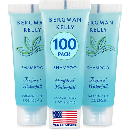 BERGMAN KELLY front bottle showing Tropical Waterfall scent and easy-grip label benefit