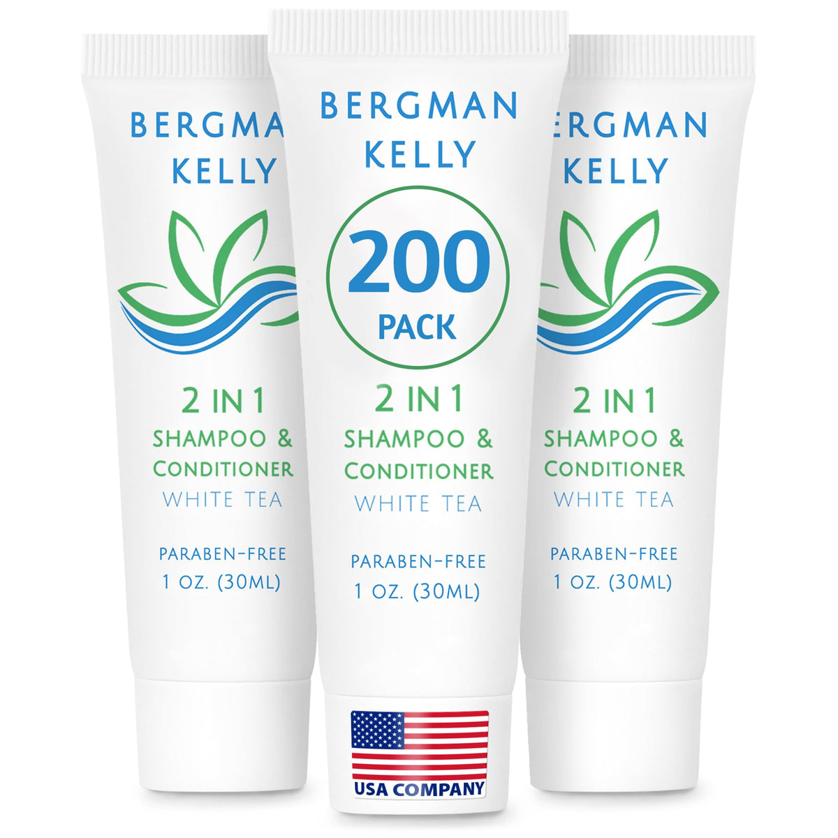 BERGMAN KELLY front packaging white tea scent showing brand and tube design for guest appeal