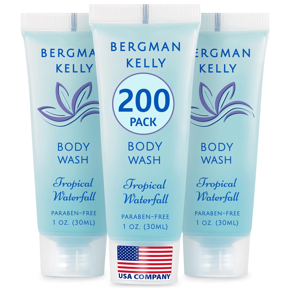 BERGMAN KELLY front packaging showing 200-count and tropical scent benefit