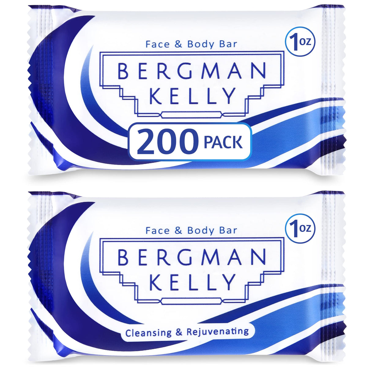 BERGMAN KELLY front packaging showing 200-count bulk box and branding benefit organization