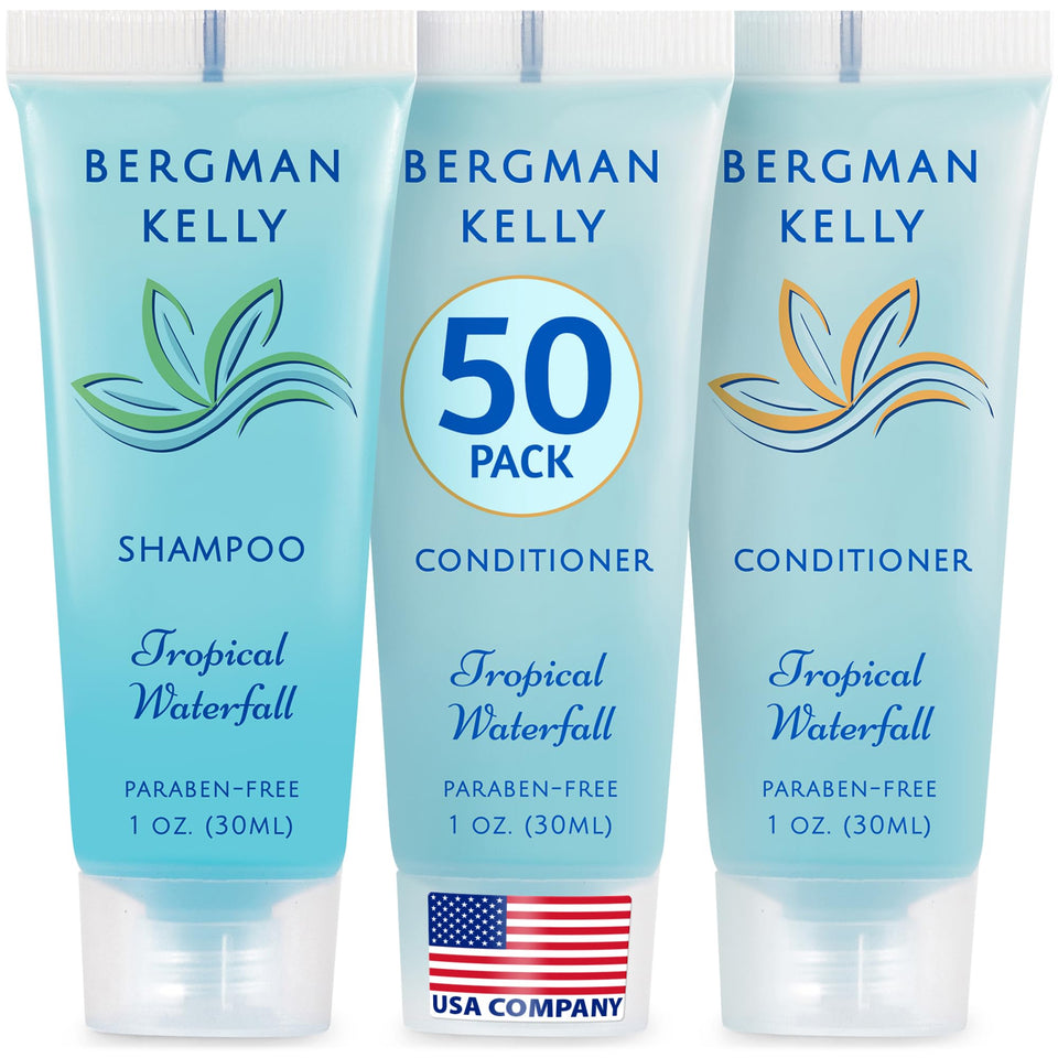 Bergman Kelly front packaging showing 100-piece travel set and clear labeling benefit