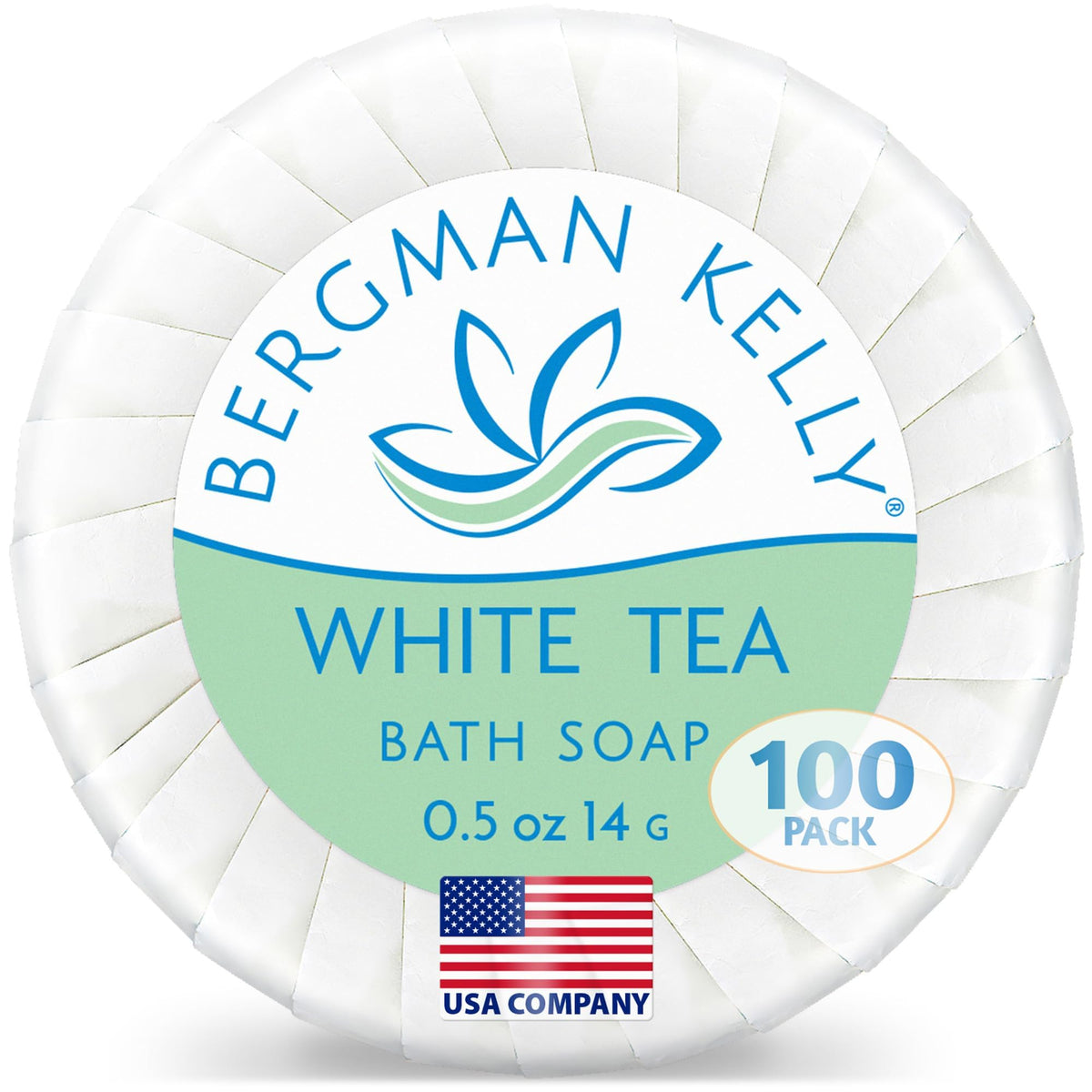 BERGMAN KELLY front packaging showing 100-count and white tea scent, ideal for stocking