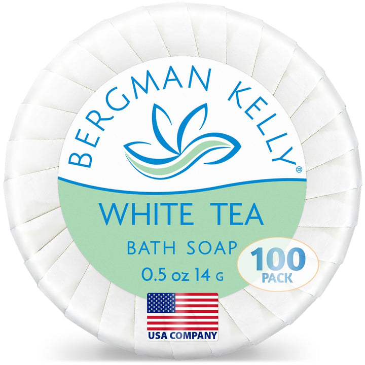 BERGMAN KELLY front packaging showing 100-count and white tea scent, ideal for stocking